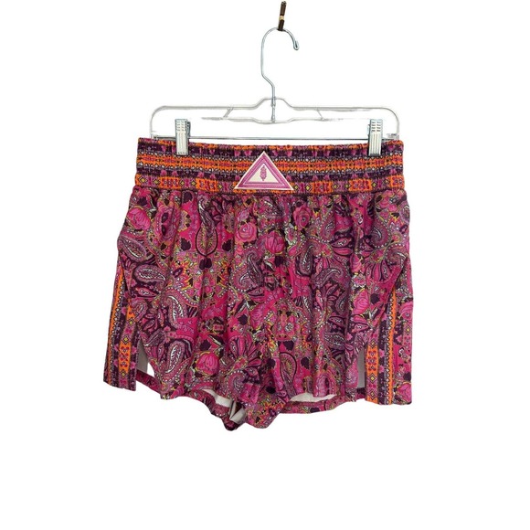 Free People Pants - Free People Movement Hot Pink Combo Elastic Waist Side Slit New With Tags M